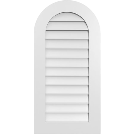 Ekena Millwork Round Top Surface Mount PVC Gable Vent: Non-Functional, w/ 3-1/2"W x 1"P Standard Frame, 20"W x 40"H GVPRT20X4001SN